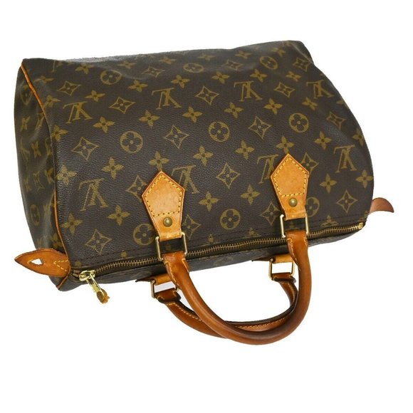 Authentic LOUIS VUITTON Speedy 30 Travel Hand Bag Monogram Leather Brown - Picture 5 of 15